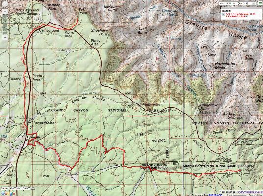 Map - AZT - Grandview Lookout to the South Kaibab TH, 22.5 miles, Passage 37